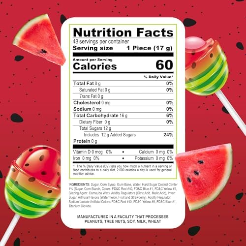 Colombina Bon Bon Bum Lollipops Watermelon Flavor, 48 Count (Pack of 1)