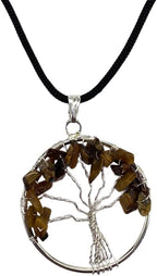 VIE Naturals Tree of Life Pendant, Tiger Eye, 30mm