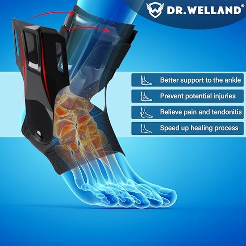 Ankle Brace with Side Stabilizers -Adjustable Ankle Support for Sprains, Sports Injuries, Plantar Fasciitis, Injury Recovery, Best Ankle Support for Running, Basketball, Volleyball (Large)