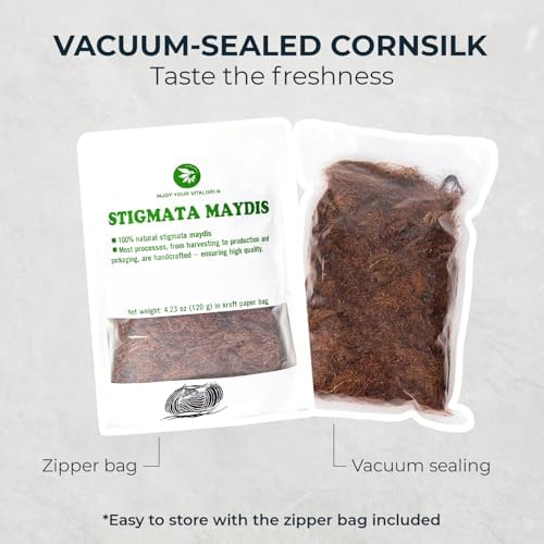 Pure Dried Corn Silk 4.23 Oz (Stigma Maydis Tea), Sweet & Refreshing, No Sugar Added, Caffeine Free, Healthy Corn Stigma for Tea, Cooking, Seda de Maiz, Made in Vietnam