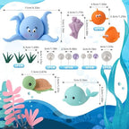 17 PCS Under the Sea Cake Decorations Ocean Animals Cake Topper with Cake Balls Decorations for Under the Sea Theme Boys Girls Baby Shower Birthday Party Supplies