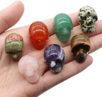 QSLLER 5PCS Natural Stones Crystal Skull Statue Amethyst Rose Quartz Stone Carved Energy Ore Mineral Healing Crystals Figurine Home Decor