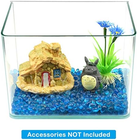 WAYBER Glass Stones, 1Lb/460g Irregular Sea Glass Pebbles Non-Toxic Artificial Crystal Gemstones for Aquarium Turtle Tank Vase Filler Terrarium Flowerpot Decoration, Lake Blue