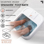 Sharper Image® Spahaven Heated Foot Bath – Bubble Jets, Massage Rollers, 105°F, Pumice Stone Callus Remover| XL Foot Soaking Tub| Feet Scrubber| Home Pedicure Foot Spa| Womens Relief & Relaxation Gift