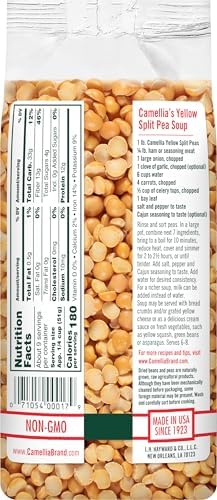 Camellia Brand Dried Yellow Split Peas – Premium Non-GMO Split Peas for Indian Dal, Hearty Split Pea Soups, Stews, Curries, and Purees – Gluten-Free, High Protein, Vegan & Vegetarian Friendly, 1 Pound (Pack of 6)