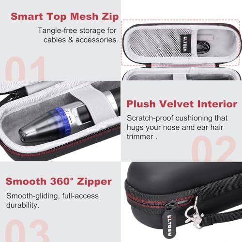 LTGEM EVA Hard Case for Panasonic Nose Hair Trimmer and Ear Hair Trimmer ER-GN30-K/ER-GN-30-H/ER-GN70-H / ER430K, Men's Wet/Dry Trimmer Cleaning System (Case Only)