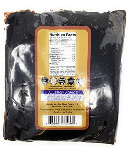 Rani Tamarind, Wet Seedless Block/Slab (Imli) 14oz (400g) ~ All Natural | No added sugar | Vegan | Gluten Free | NON-GMO | Indian Origin