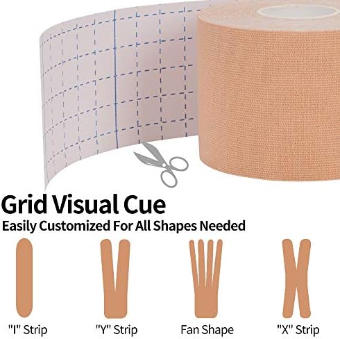 Kinesiology Tape 4 Rolls K Sports Tape for Knee Support and Muscle Pain Relief, Uncut Physio Tape Elastic Therapeutic Designed for Athletes Injury Recovery (Beige)