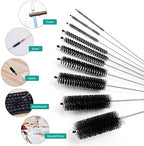 CiaraQ Bottle Cleaning Brushes, 8 Inch Nylon Tube Brush Set, Cleaner for Narrow Neck Bottles Cups with Hook, Set of 10pcs