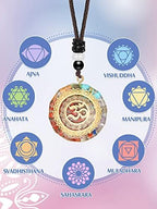 MTLEE 5-Piece Chakra Necklace Set: Orgonite Crystal Pendants, Healing Energy, Unisex-Adults, Elegant, 1.38 Inches