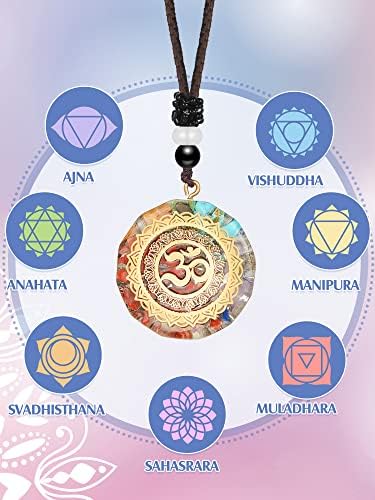 MTLEE 5-Piece Chakra Necklace Set: Orgonite Crystal Pendants, Healing Energy, Unisex-Adults, Elegant, 1.38 Inches