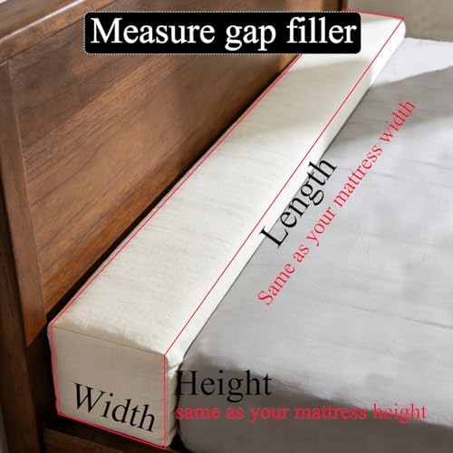 71x8x8 Inch Headboard Gap Filler with Foam Space Filler Between Bed and Wall Bolster Pillow Bed Gap Filler, Beige