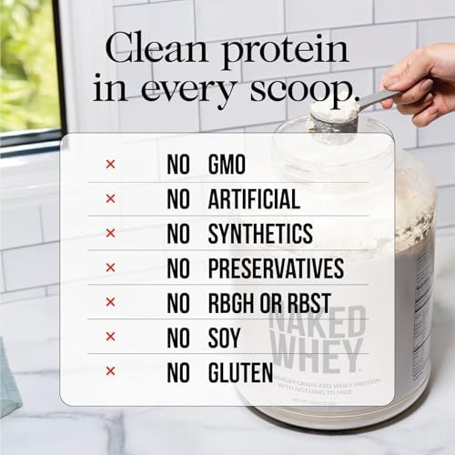 NAKED Vanilla Whey Isolate Protein - Only 4 Ingredients, 30g Grass-Fed Protein, Undenatured, No GMO, No Soy, Gluten-Free, No Preservatives - 24 Servings
