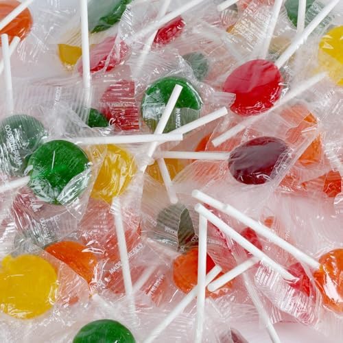 Dooboe Easter Lollipops Individually Wrapped - 10 Pounds - Approx. 400 Lollis - Bulk Flat Classic Suckers - Bulk Parade Candy - Assorted Fruit Flavors - Candy Suckers for Classroom, Office - Big Bulk Candies (Rainbow)