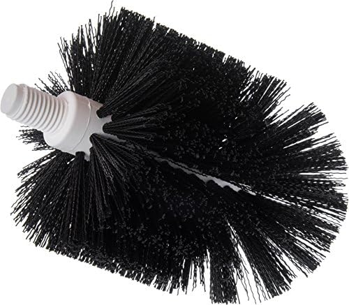 Carlisle Flo-Pac Floor Drain Brush Head (only), 6-3/4"L x 6" Dia, Threaded Handle Hole, Polypropylene bristles, Black, BPA-Free, 4014800