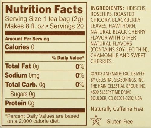 Celestial Seasonings Black Cherry Berry Tea Bags, 20 Count (Pack of 2)