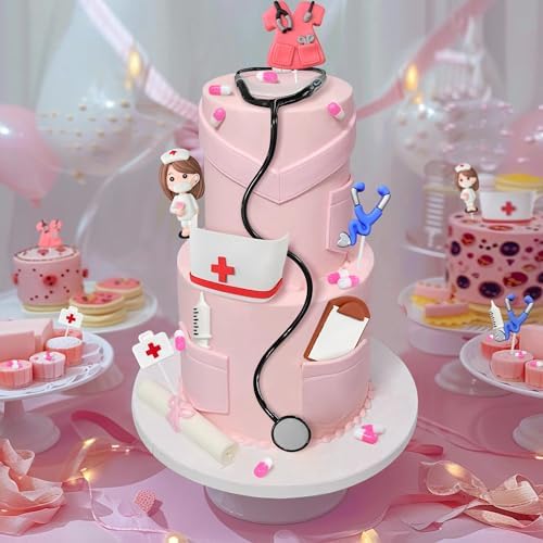 18PCS Nurse Cake Topper Nursing Cupcake Toppers for Nursing Doctor Graduation Party Supplies