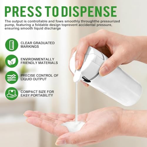 4 in 1 Travel Dispenser,4 Pack 30ML Travel Bottles for Toiletries,Refillable, Leak Proof and Portable,Suitable for Storing Shampoo, Shower Gel, Laundry Detergent, Suitable for Travel, Camping (White)