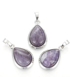 1Pcs Teardrop Natural Amethyst Pendants, Gemstone Pendant with Brass Findings Platinum Pendant Necklace for Necklace Bracelet Jewelry Making DIY Craft Making, 26x16~17x8~10mm