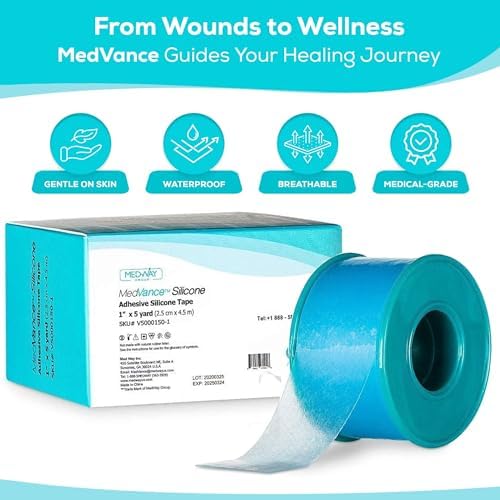 MedVance Soft Silicone Tape with Perforation for Easy Cut Size - 1" Width (1 Pack, 5 Yards)