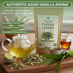 Organic Pandan Leaves - Dried Pandanus Loose Leaf - Gourmet Herbal Tea - Thai Spice for Desserts Stews and Curries - Cut and Sifted - 1 OZ