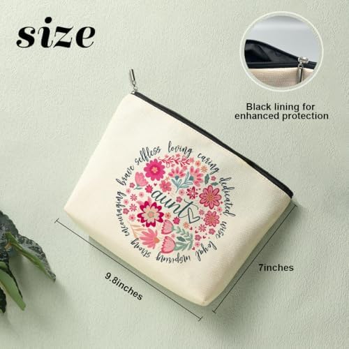 Aunt Gifts Makeup Bag，Auntie Gift Ideas,Aunt Birthday Gifts for Women Auntie New Aunts Mother's Day Appreciation Cosmetic Bags,Abstract Floral Zipper Pouch Travel Toiletry Bag Accessories Organizer