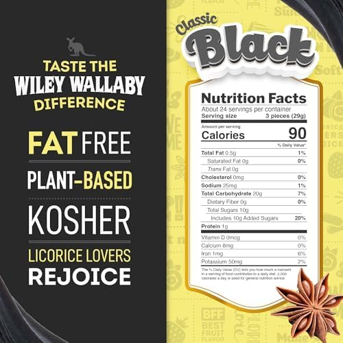Wiley Wallaby Licorice 24 Ounce Classic Gourmet Soft & Chewy Australian Black Licorice Candy Twists, 1 Pack