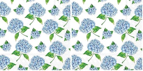 Boston International IHR 3-Ply Paper Napkins Rosanne Beck Collections, 20-Count Lunch Size, Hydrangea Scatter (Pack of 2)