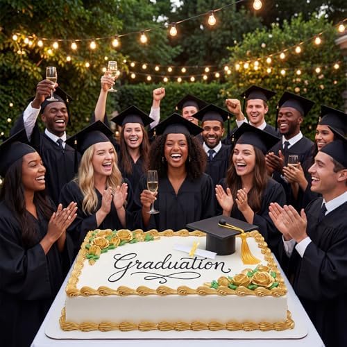 Sureio Graduation Cap Cake Topper with Diploma Decorations Kit Class of 2026 Congrats Grad Cake Decor for Congratulations Graduation Party Decorations Supplies(Black)