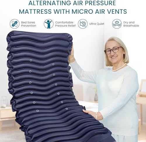 Kekoy Alternating Air Pressure Mattress Pad, Bed Sore Prevention, Hospital Bed Mattress Topper with Whisper Quiet Pump & Waterproof Heat Resistant Ulcer Cushion Pad for Home Use 75" x 36" Blue
