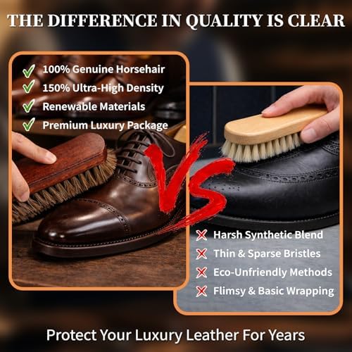 4PCS 100% Horse Hair Brush for Leather Shoe Brush Cleaning Boot Care Horse Hair Brush for Polishing Shining Buffing Dauber Applicator Suede Brush Professional Shoe Shine Brush for Cloth Car Seat Bag