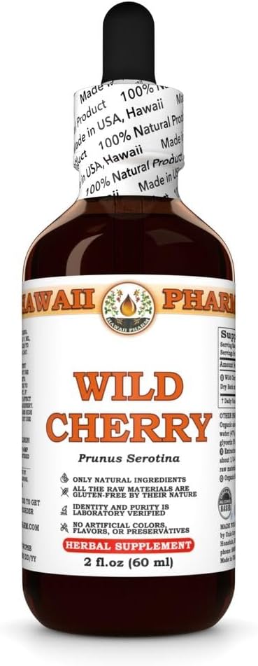 Wild Cherry (Prunus Serotina) Dry Bark Tincture, All Natural, Vegan, Pure Liquid Extract - 2 fl.oz