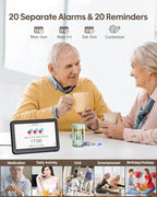 Clock with Day and Date for Elderly, 7" Large Display Digital Calendar Day Clock with 20 Custom Alarms and Medicine Reminders, Dimmable Dementia Alzheimers Clocks for Seniors, Black (Ac Powered)