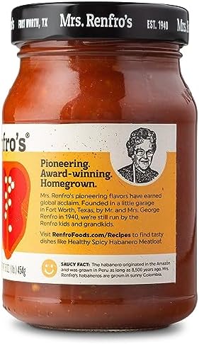 Mrs. Renfro's Habanero Salsa | Gluten Free, No Added Sugar, No HFCS, 16-oz Jar (Pack of 4)