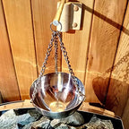 Sauna Aroma Bowl, Stainless Steel Sauna Oil Cup, Sauna Oil Holder, Hanging Sauna Aromatherapy Oil Bowl for Traditional Sauna or Infrared Sauna, SPa Essential Oil Bowl with Wood Plate Screws