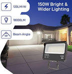 HYPERLITE LED Flood Light 150W 2 Pack 18000LM 5000K Daylight IP65 Waterproof Outdoor Floodlights UL Certified for Court,Garden,Warehouse