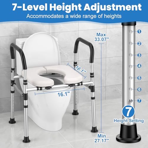 Toilet Seat Riser for Seniors, Raised Toilet Seat with Handles - FSA/HSA Eligible, Adjustable Height & Width, Supports 400 lbs - Universal Fit for Elderly, Handicap, Post-Surgery & Pregnancy