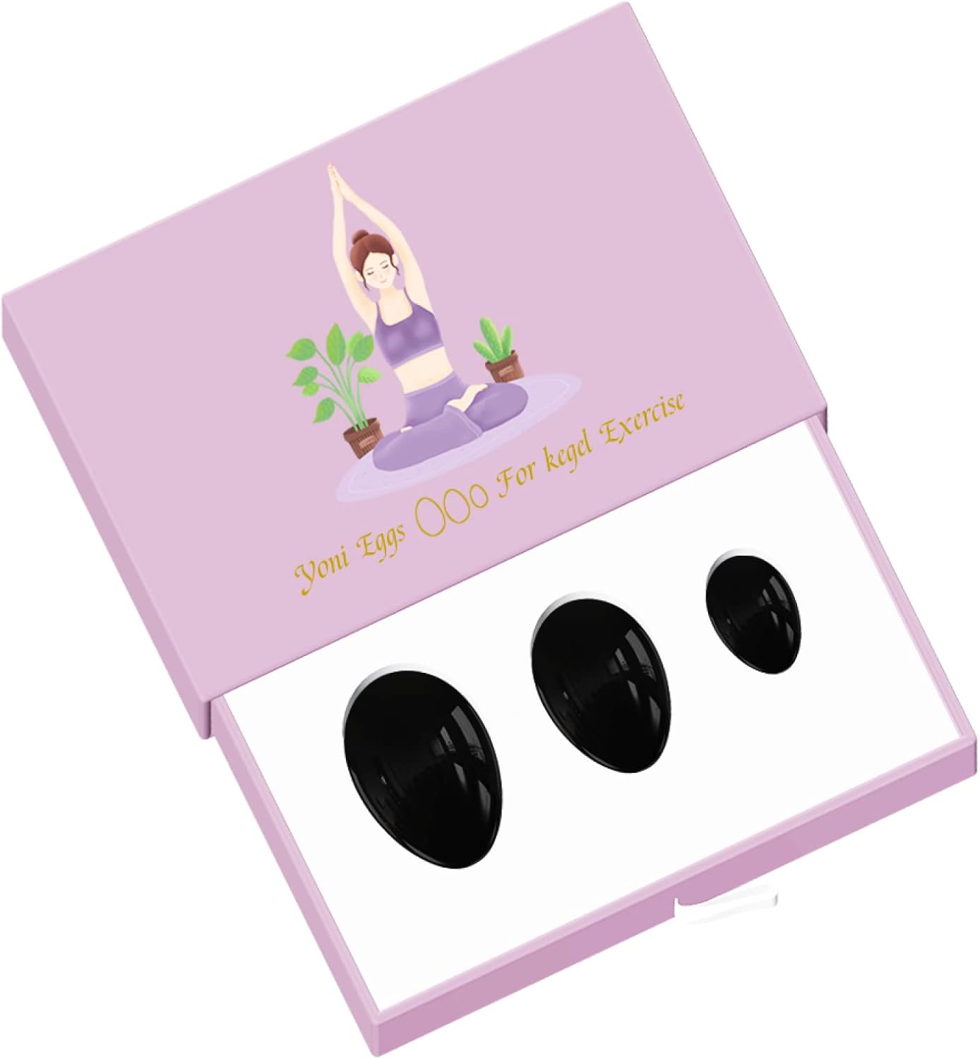 Obsidian Yoni Egg Yoni Wand Set Natural Stone Love Eggs Drilled and Undrilled Egg for Kegel Exercise Feminine Product,Undrill Egg with Box