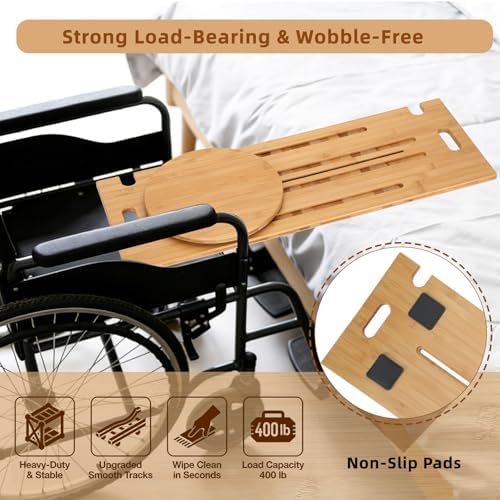 Slide Transfer Board with Turntable,Slide Board MakeTransfers Easier,Heavy-Duty Sliding Board for Patient Senior and Handicap Move Assist and Slide Transfer,Holds up to 450 Pounds