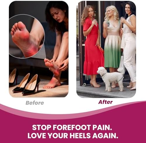 Ball of Foot Cushion Pads for Women - Bukihome 4-Pair Metatarsal Pads Prevent and Alleviate Ball-of-Foot Pain, Non-Slip Prevent Sliding Forward Forefoot Cushions for High Heels, Sandals (Khaki)