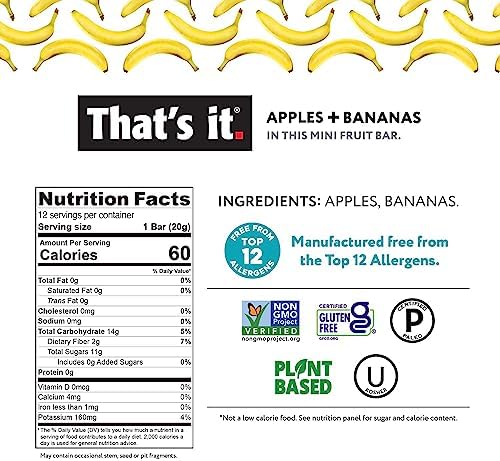 That's it. Mini Fruit Bars Gift Pouch (Variety 36 Count) No Sugar Added, Plant-Based, Vegan & Gluten Free, Paleo, Non GMO, Fiber (12 Banana, 12 Blueberry, 12 Mango)