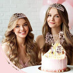 15th Birthday Decorations for Girls with 15th Birthday Crown and Sash, Cake Topper and Candles, Number Balloons, 3D Pop Up Greeting Card, 15 Year Old Gifts for Girls