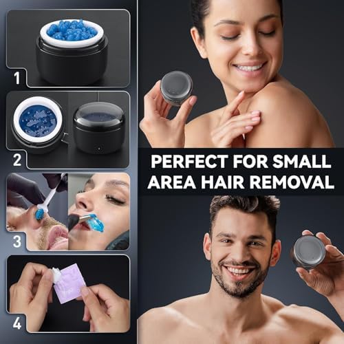 Nose Wax Kit Men, Nose Ear Hair Waxing Kit with 100g Wax, 56 Pcs Accessories, Nose Ear Hair Removal Kit, USB Fast Heat, Smart Constant Temp, Upgraded Size, Multi-Accessories,