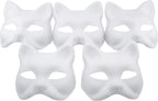Fox Mask DIY Paintable Cosplay Accessories Mask for Party Masquerade Costume Halloween, Pack of 5