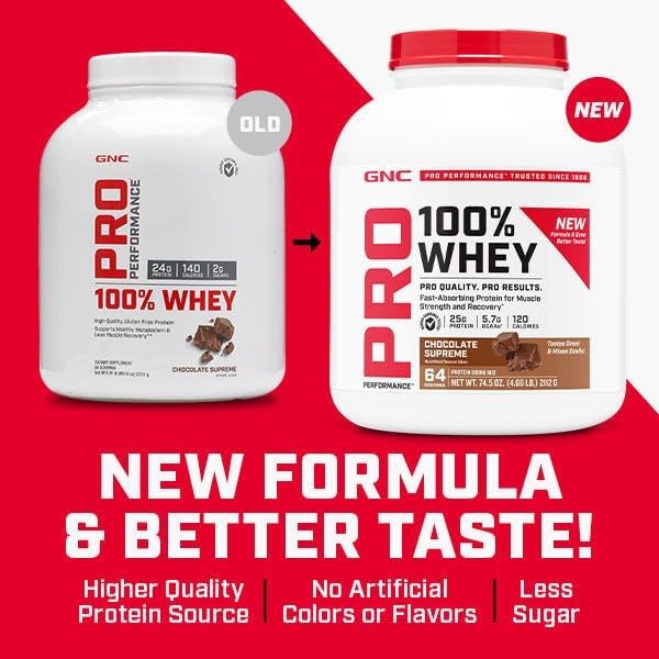 GNC Pro Performance 100% Whey Protein Powder 2.0, Fast Absorbing for Muscle Strength and Recovery, Cookies and Cream, 64 Servings