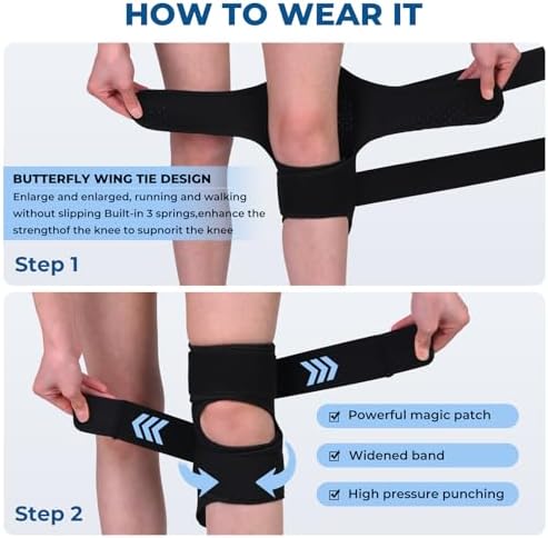 Spring-driven knee support，Knee Brace,Enhances joint assistance during stair climbing, squats, and daily activities - Ergonomic patella support with adjustable straps (Black)
