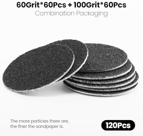 120pcs Replacement Sandpaper Refill Discs for Electric Foot File Callus Remover Tool for Men Women Dead Cracked Hard Skin (60 Grit+100 Grit)