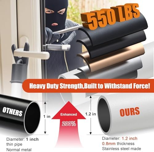 Door Security Bar for Home & Travel - 21-52" Adjustable Heavy Duty Anti-Burglar Door Stopper Stick,Anti-Slip Base for Front, Patio, Sliding Window,Hotel,Apartment - Women,Travelers Essentials