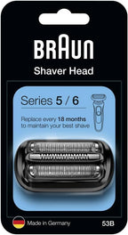 Braun Series 5 Electric Shaver Replacement Head, Easily Attach Compatible Head for New Generation Series 5/6 Shavers, 53B, Black