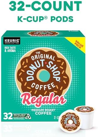 The Original Donut Shop Regular, Single-Serve Keurig K-Cup Pods, Medium Roast Coffee Pods, 32 Count